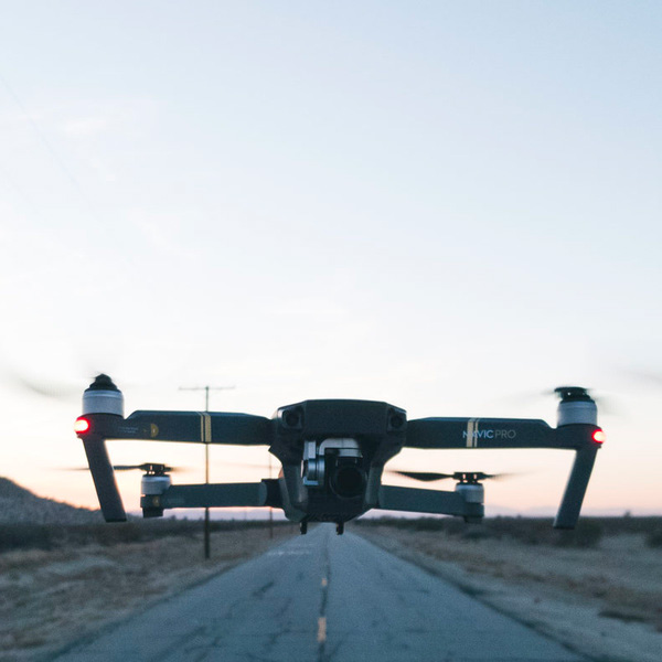 Aeriel Drone over desert highway